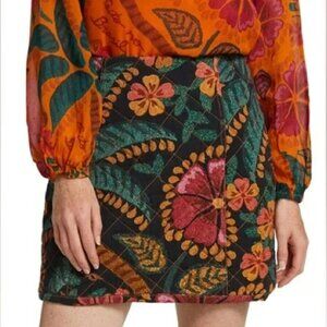 FARM Rio Flowerdoscopic Quilted Canvas Mini Skirt